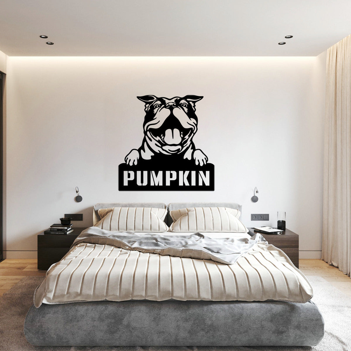 personalisiertes Metallschild mit Hundenamen - Bulldogge