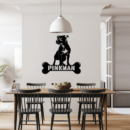 personalisiertes Metallschild mit Hundenamen - Stafford