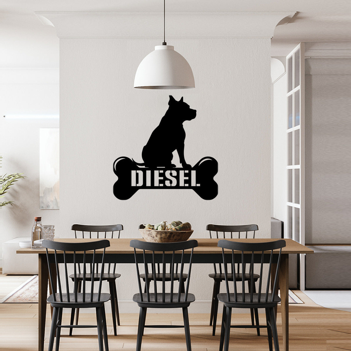 personalisiertes Metallschild mit Hundenamen - Pitbull - Knochen