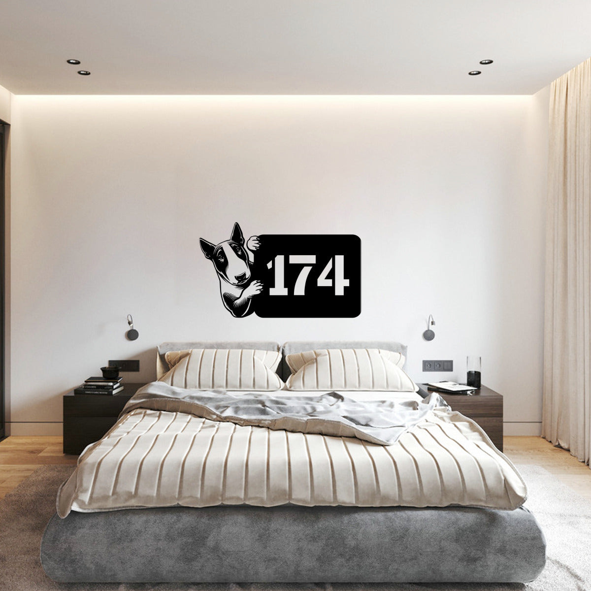 Bullterrier Metallschild als Hausnummer