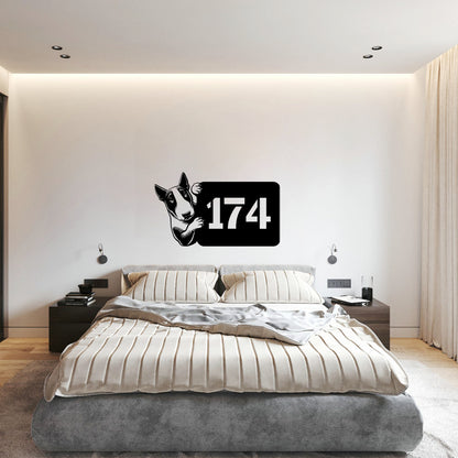 Bullterrier Metallschild als Hausnummer