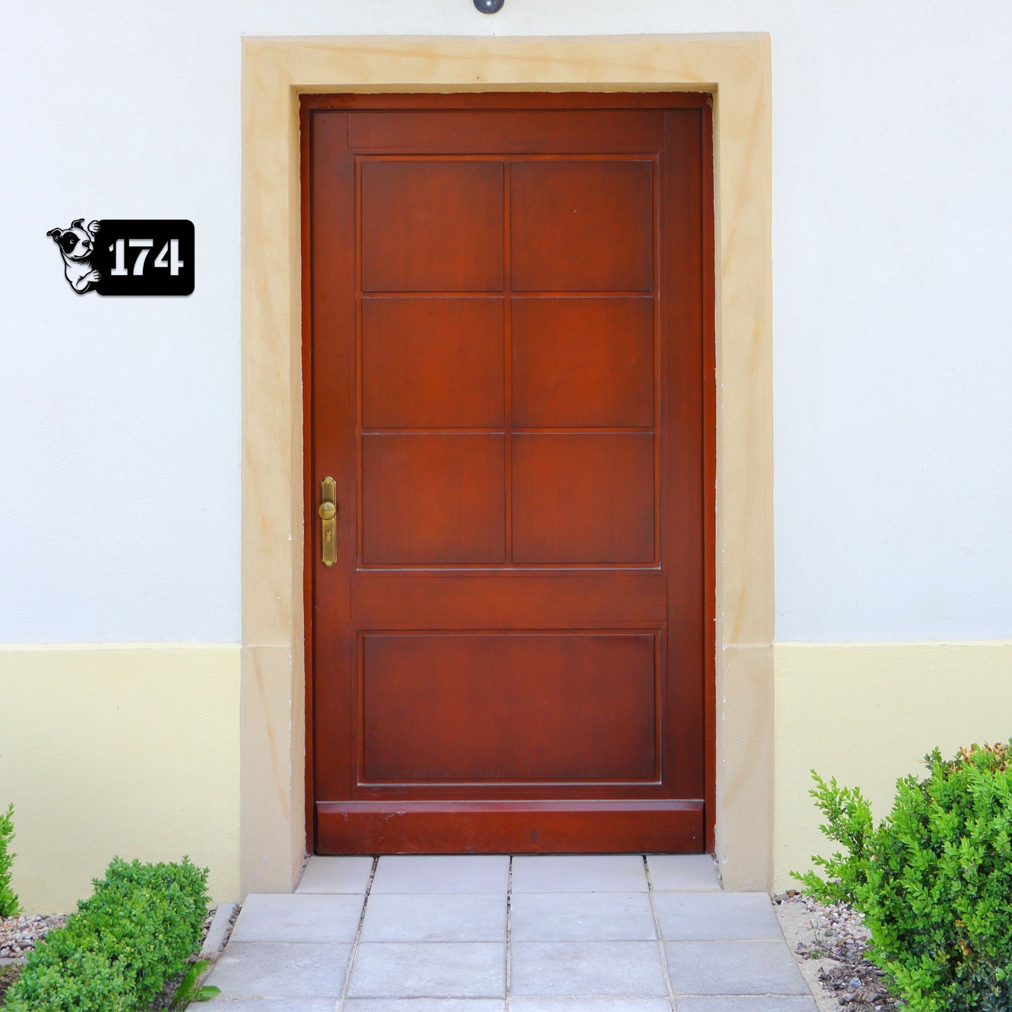 Pitbull Stahlschild - individuelle Hausnummer