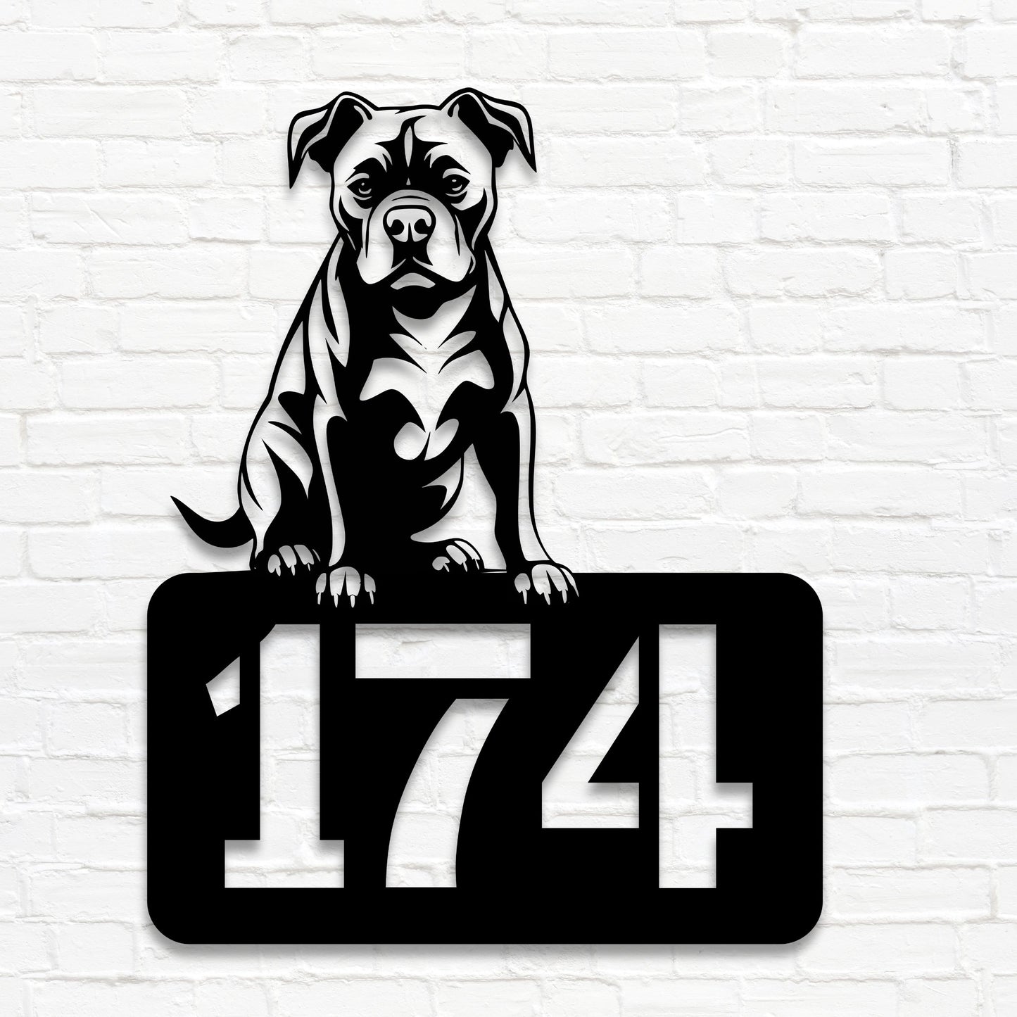 Pitbull-Welpe - individuelles Hausnummernschild