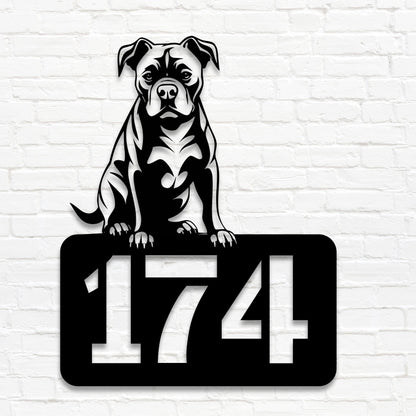 Pitbull-Welpe - individuelles Hausnummernschild