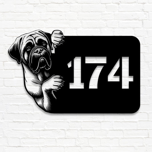 Mastiff Stahlschild - individuelle Hausnummer
