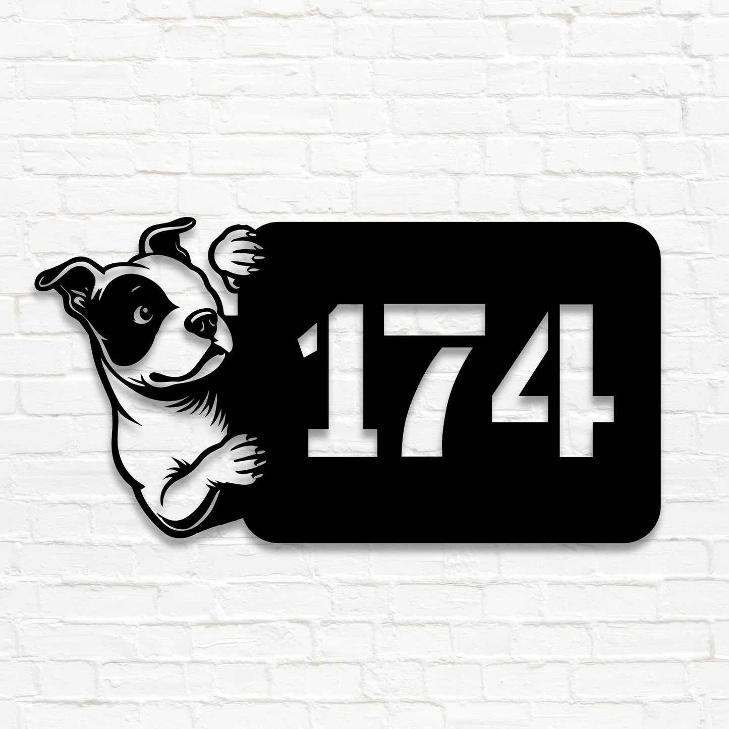 Pitbull Stahlschild - individuelle Hausnummer