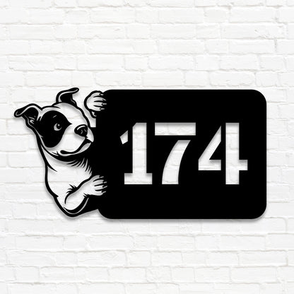 Pitbull Stahlschild - individuelle Hausnummer