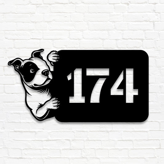 Pitbull Stahlschild - individuelle Hausnummer