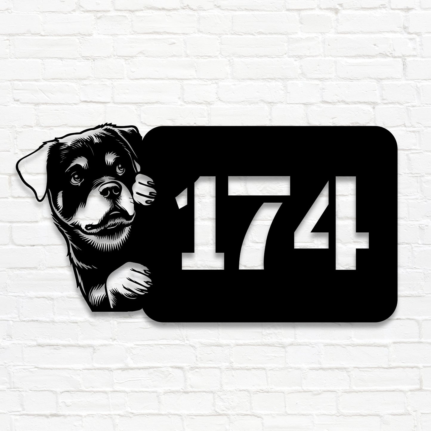 Rottweilerkopf individuelles Hausnummernschild