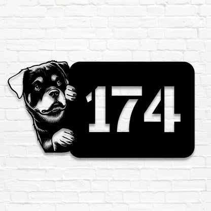 Rottweilerkopf individuelles Hausnummernschild