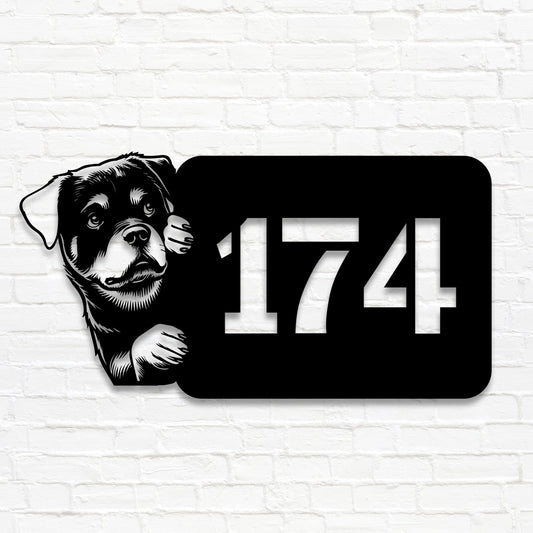 Rottweilerkopf individuelles Hausnummernschild