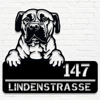 Tosa Inu - Stahlschild mit Straße/Name und Hausnummer