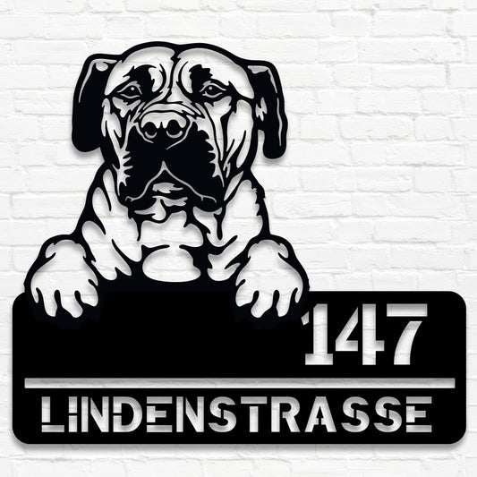 Tosa Inu - Stahlschild mit Straße/Name und Hausnummer