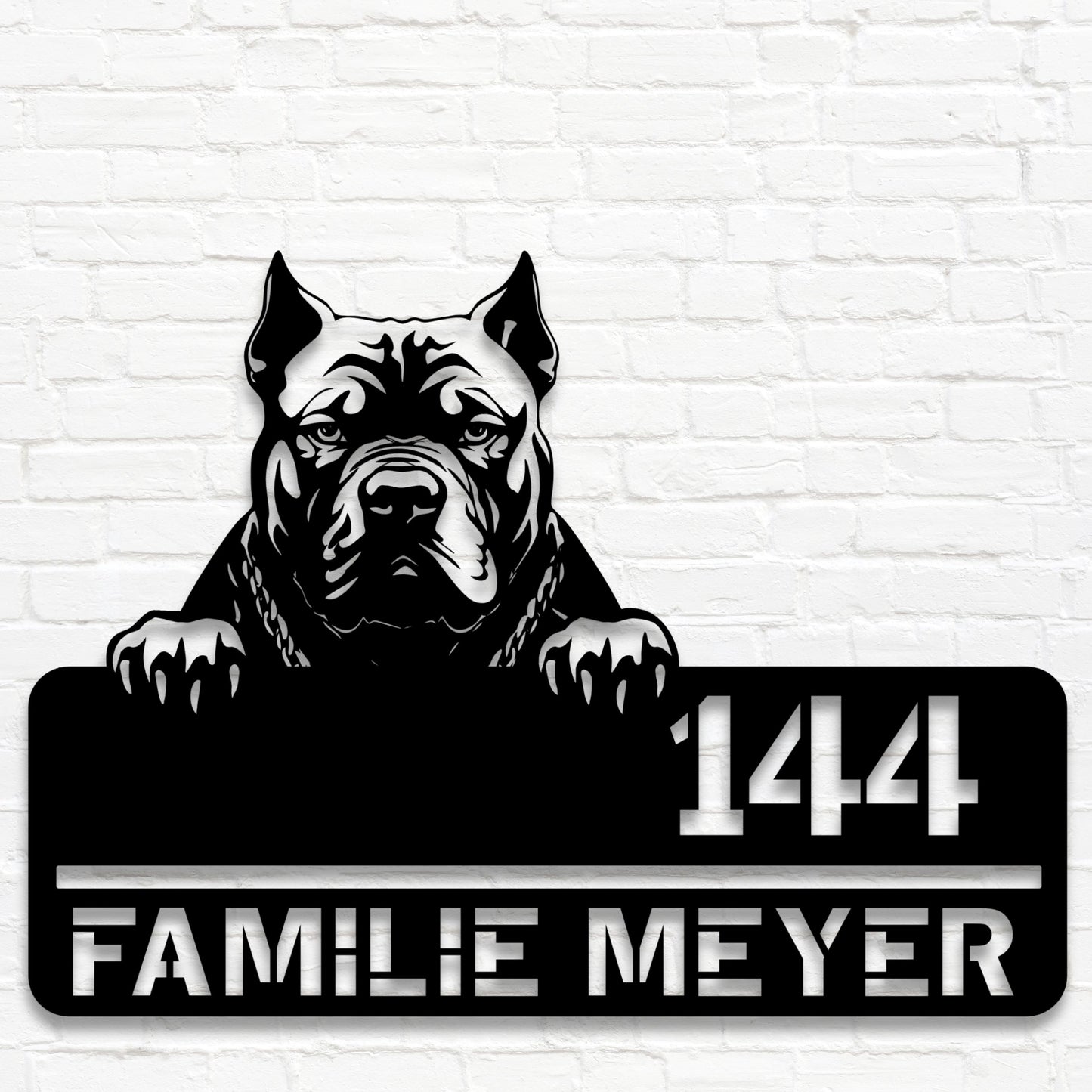 XXL Bully Stahlschild mit Strasse und Hausnummer