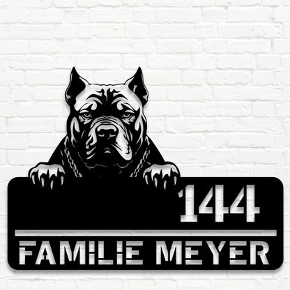 XXL Bully Stahlschild mit Strasse und Hausnummer
