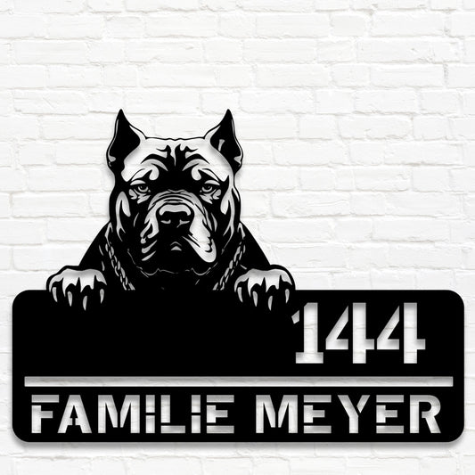 XXL Bully Stahlschild mit Strasse und Hausnummer