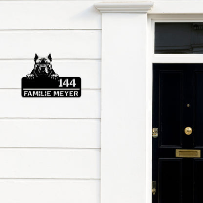 XXL Bully Stahlschild mit Strasse und Hausnummer