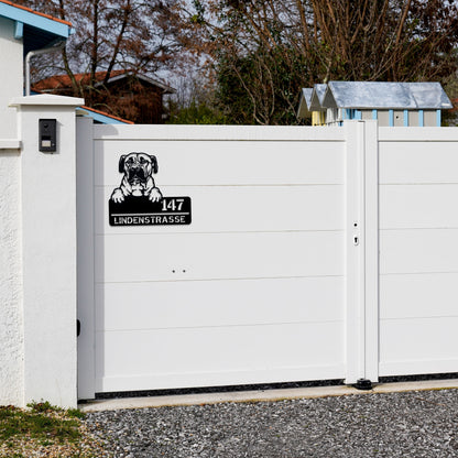 Tosa Inu - Stahlschild mit Straße/Name und Hausnummer