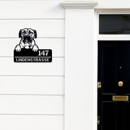 Tosa Inu - Stahlschild mit Straße/Name und Hausnummer