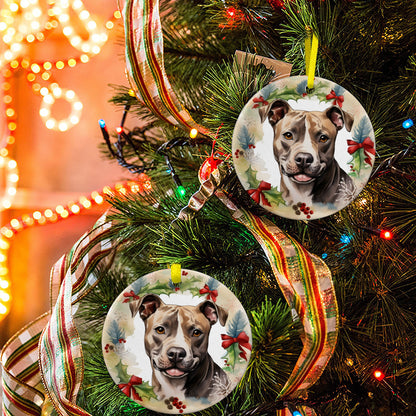 Weihnachtsbaum-Ornament aus Keramik - Pitbull 1