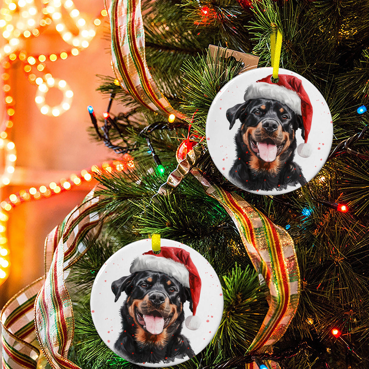 Weihnachtsbaum-Ornament aus Keramik - Rottweiler