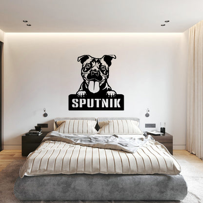 personalisiertes Metallschild  mit Hundenamen - Pitbull