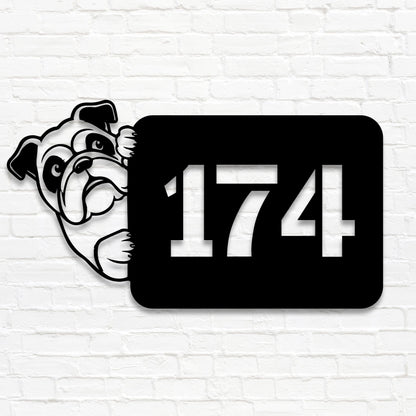 Englische Bulldogge - individuelles Hausnummernschild