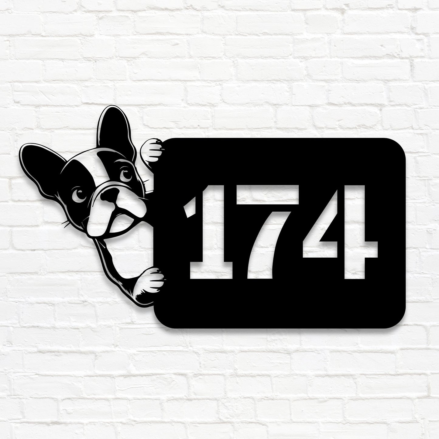 Boston Terrier - individuelles Hausnummernschild