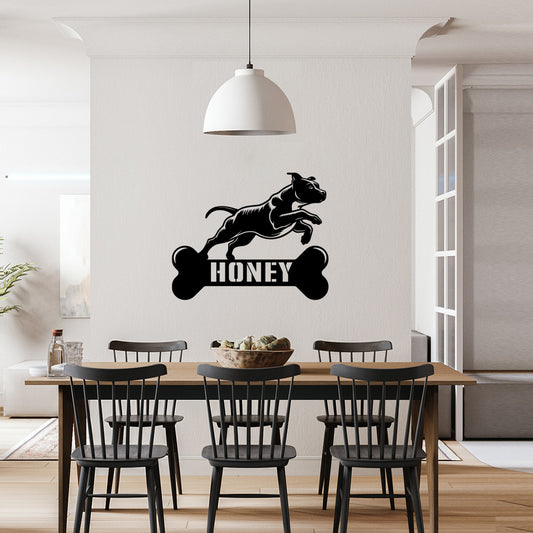 personalisiertes Metallschild mit Hundenamen - Staffordshire Bullterrier