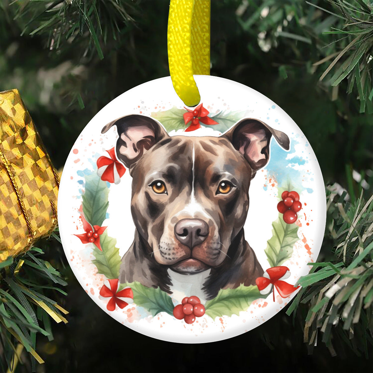 Weihnachtsbaum-Ornament aus Keramik - Pitbull 5