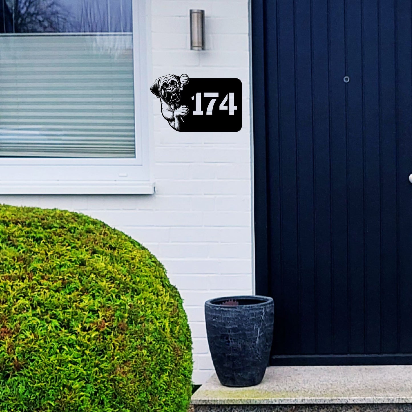 Mastiff Stahlschild - individuelle Hausnummer