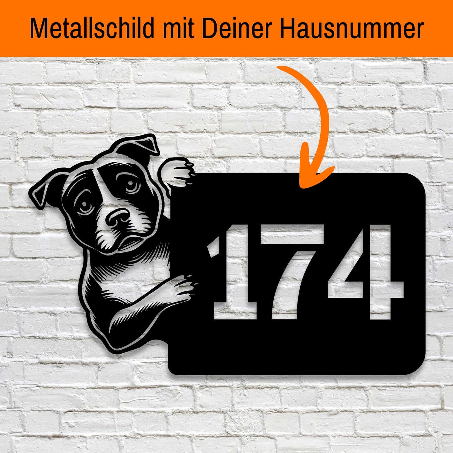 Staffordshire Bullterrier - individuelle Hausnummer