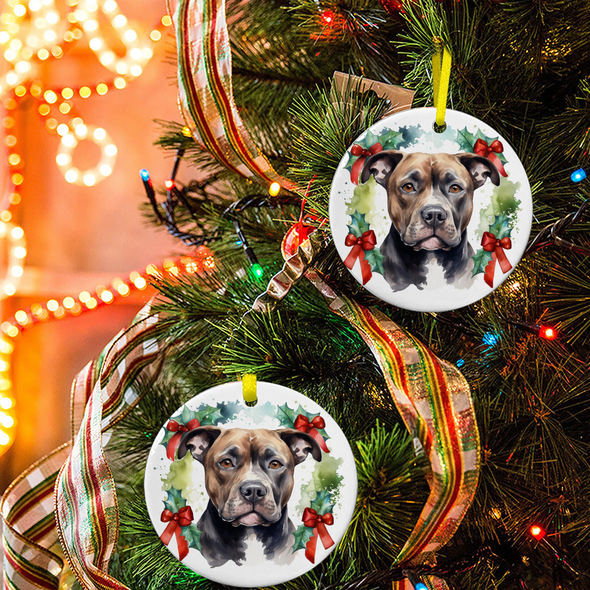 Weihnachtsbaum-Ornament aus Keramik - Pitbull 2