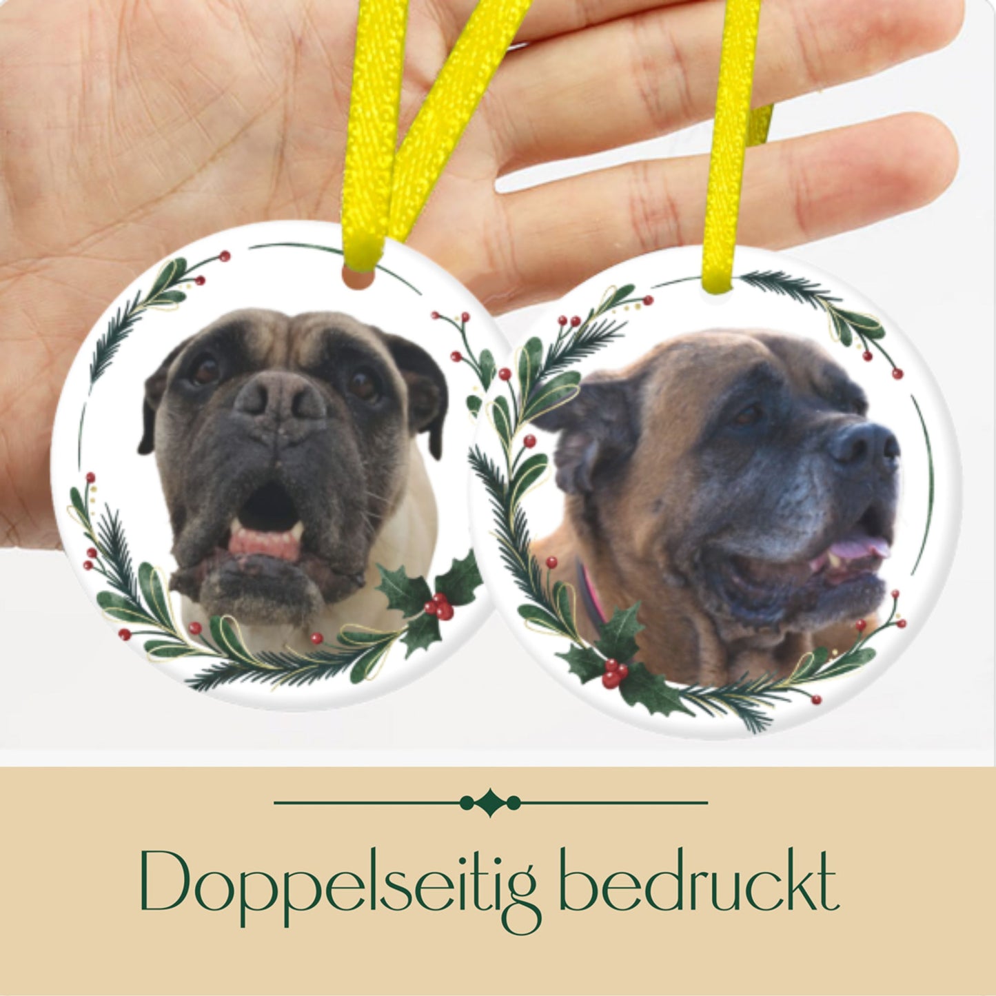 Personalisierter Anhänger für den Weihnachtsbaum - doppelseitig bedruckt