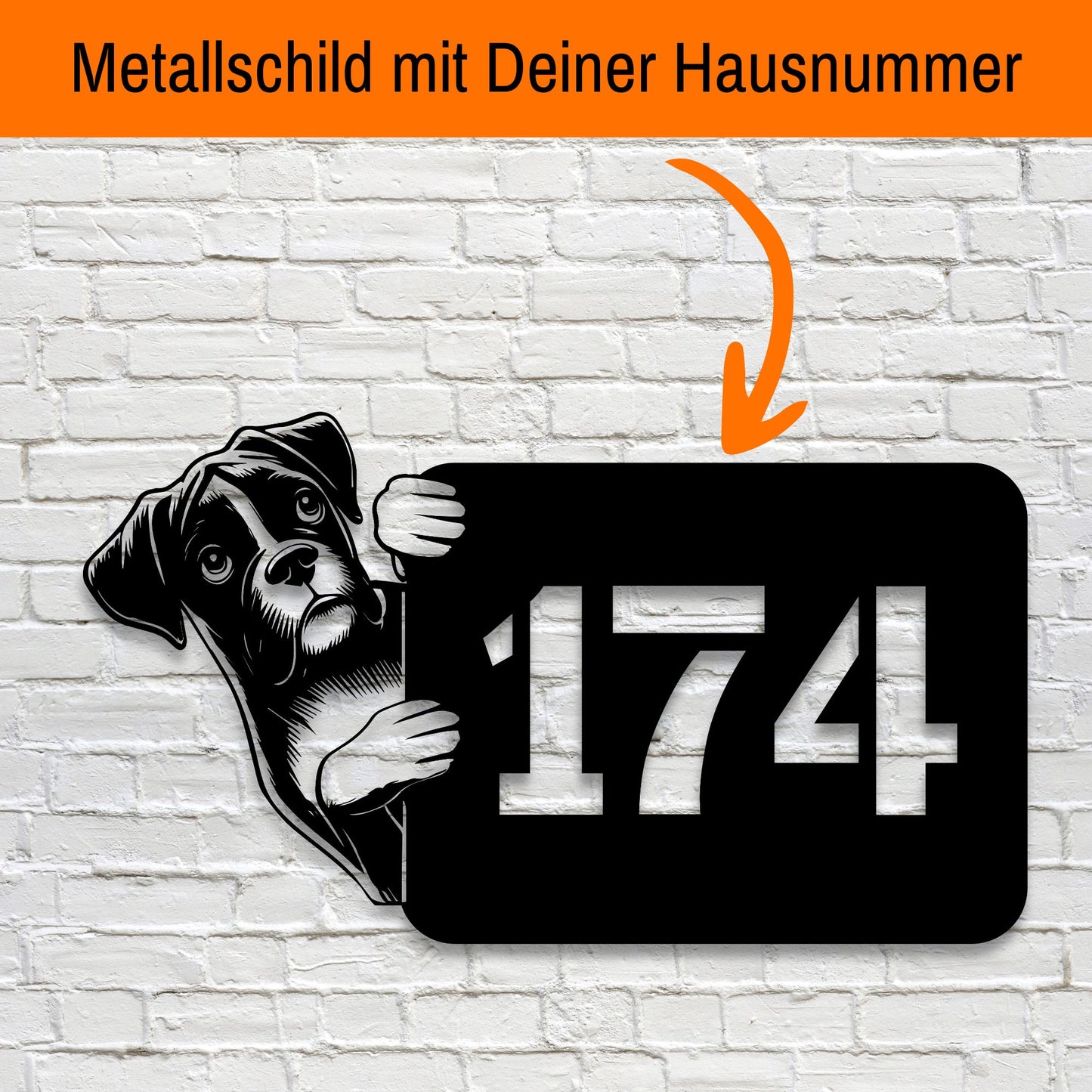 Boxer - personalisiertes Hausnummernschild