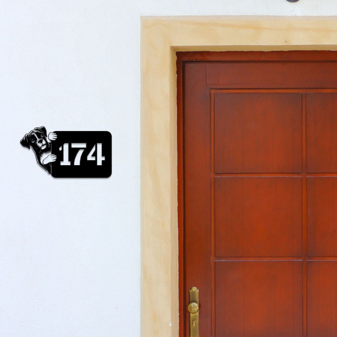 Boxer - personalisiertes Hausnummernschild