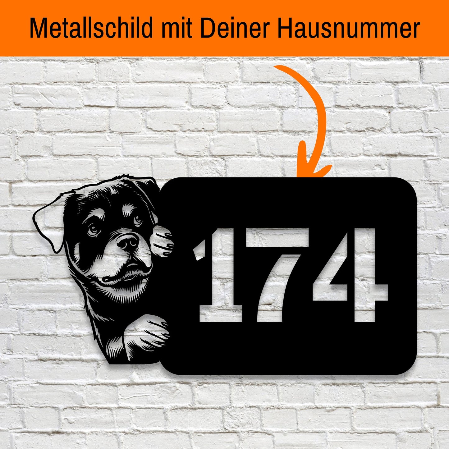 Rottweilerkopf individuelles Hausnummernschild