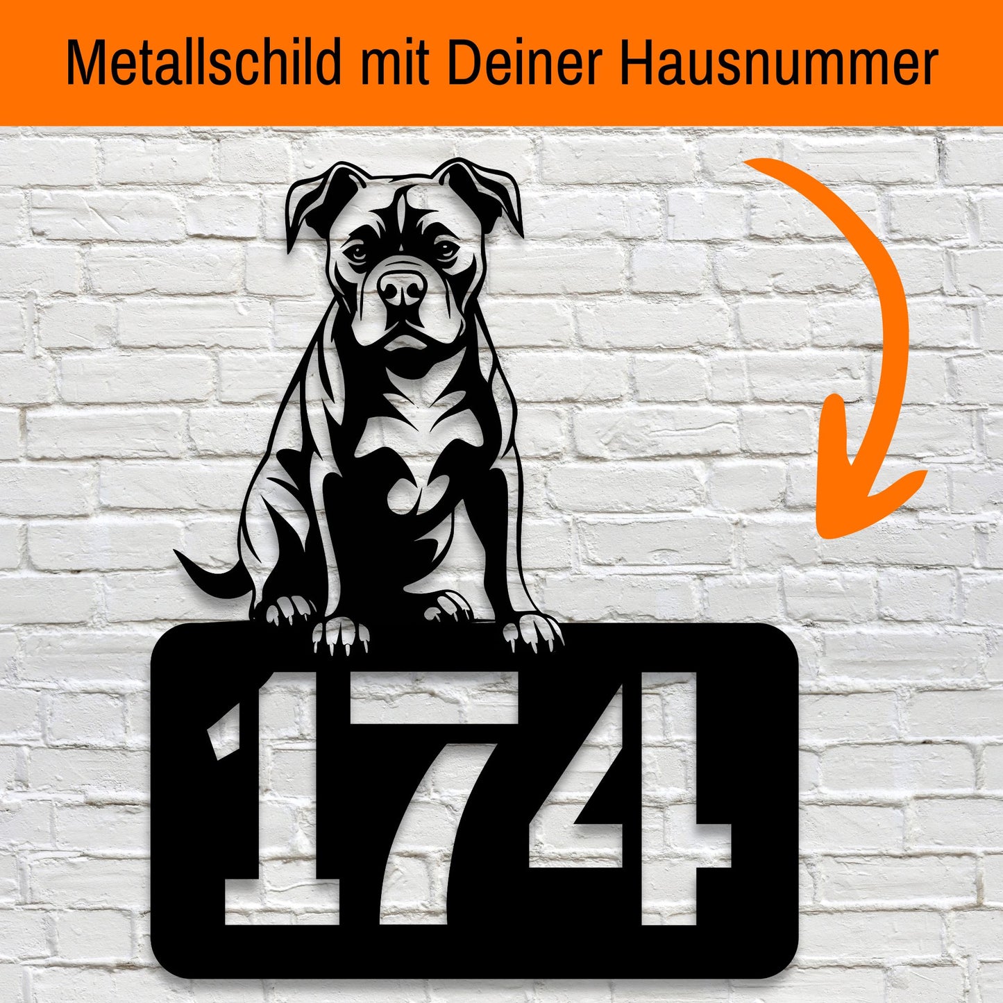 Pitbull-Welpe - individuelles Hausnummernschild