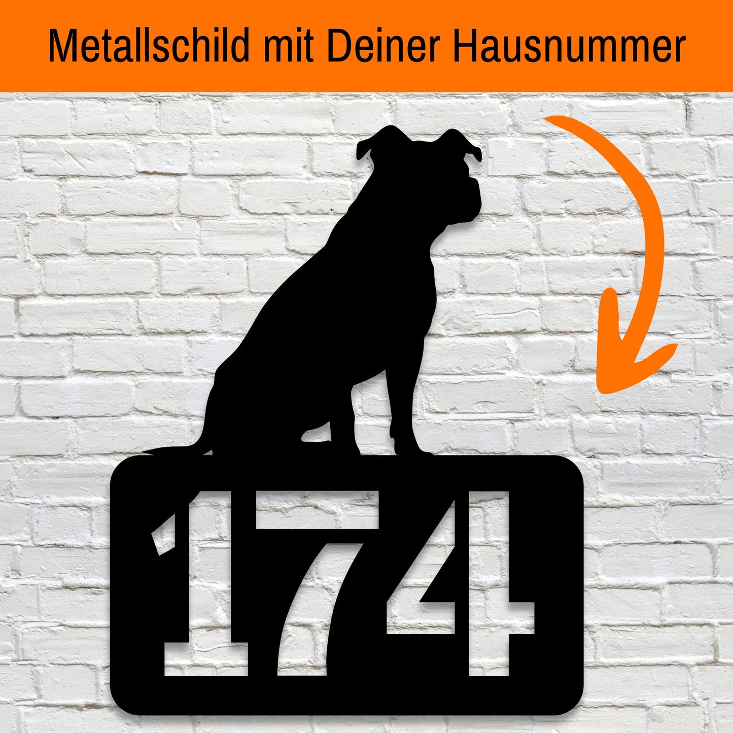 Pittie personalisiertes Hausnummernschild