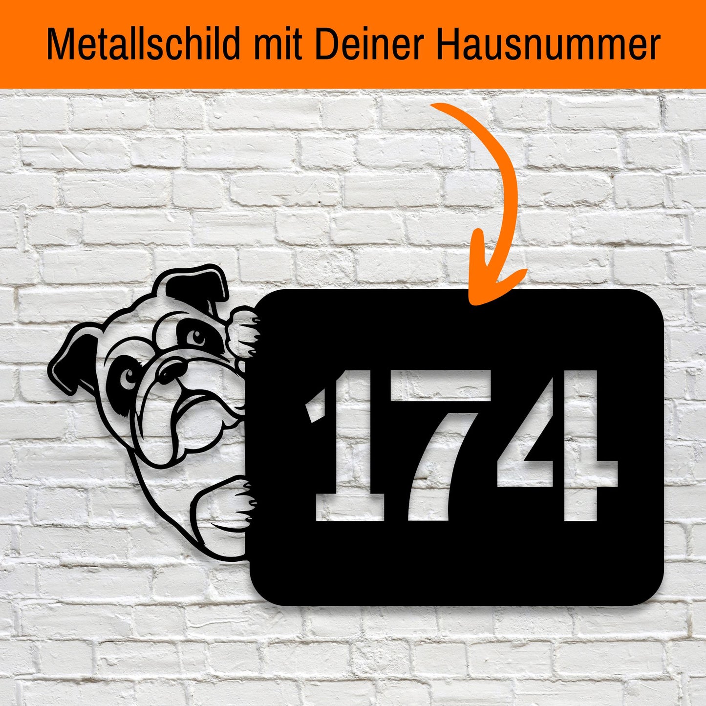 Englische Bulldogge - individuelles Hausnummernschild