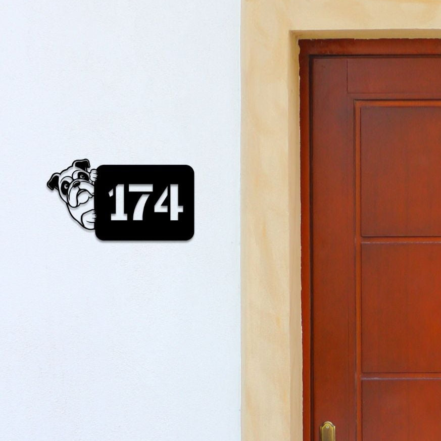 Englische Bulldogge - individuelles Hausnummernschild