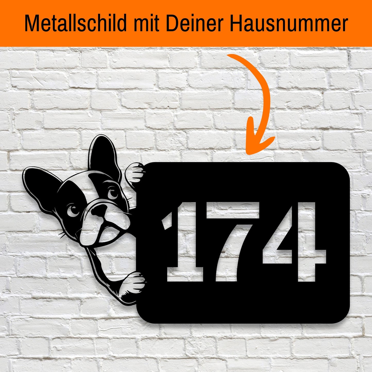 Boston Terrier - individuelles Hausnummernschild