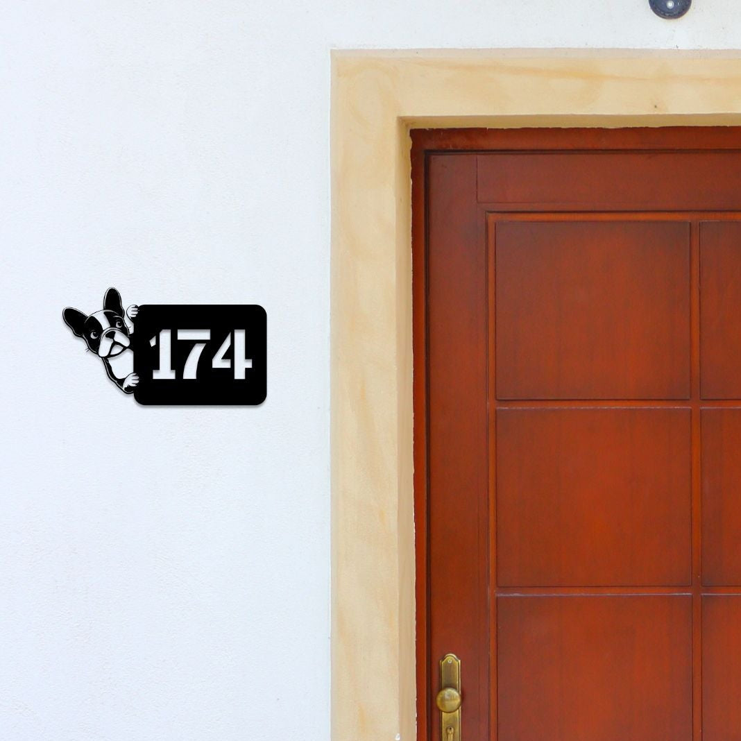 Boston Terrier - individuelles Hausnummernschild