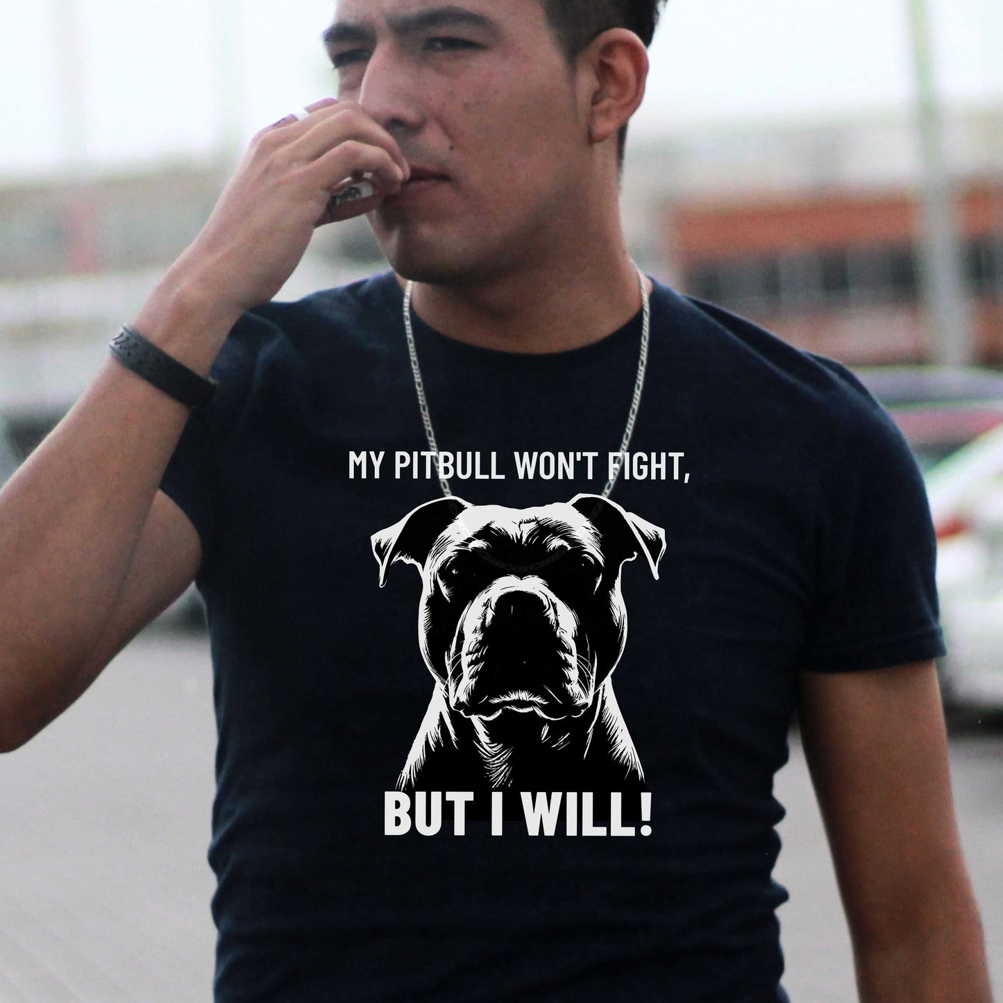 My pitbull won't fight, but I will!