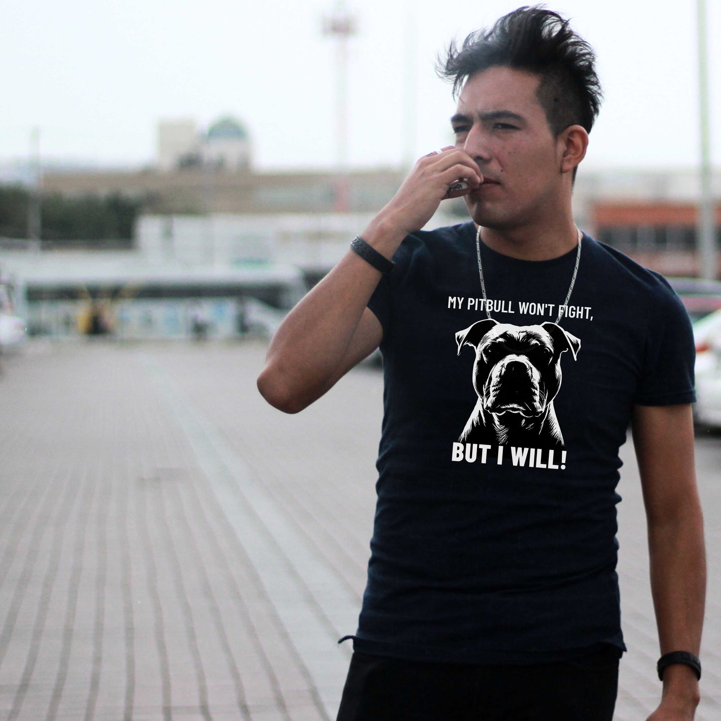 My pitbull won't fight, but I will!