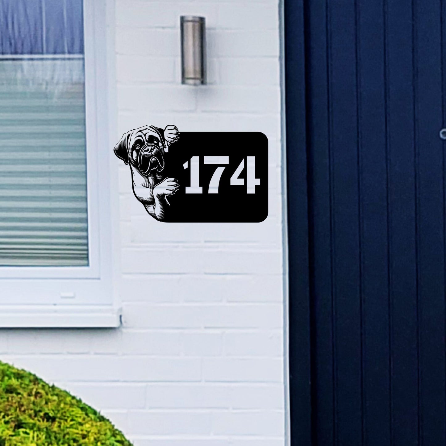 Mastiff Stahlschild - individuelle Hausnummer