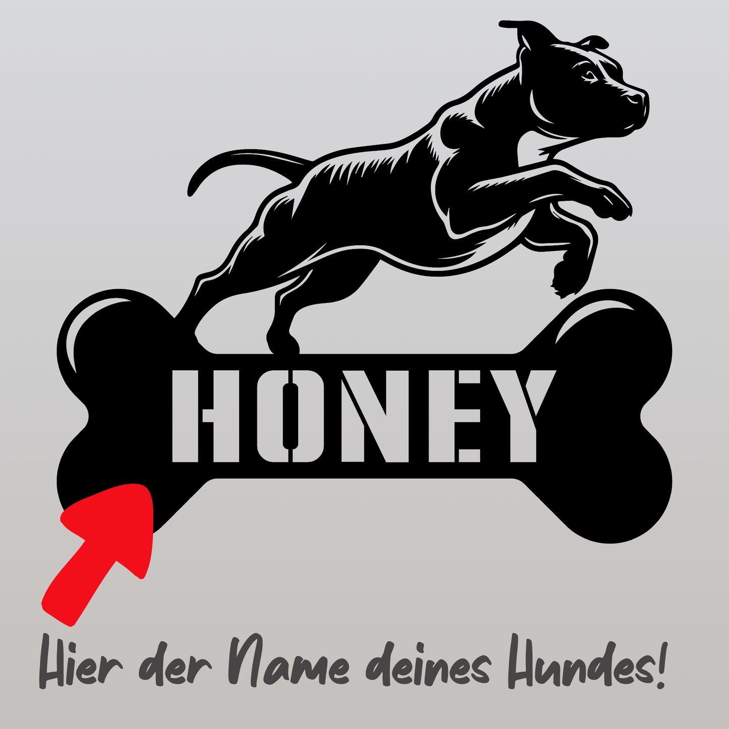 personalisiertes Metallschild mit Hundenamen - Staffordshire Bullterrier