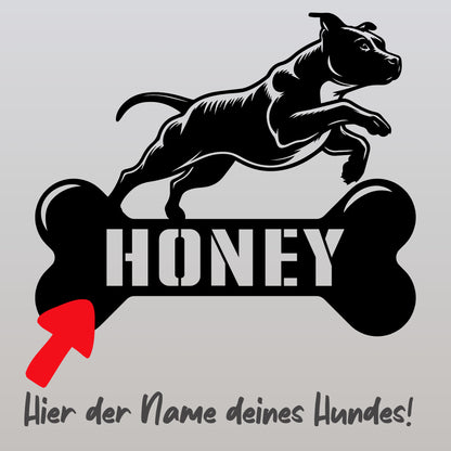 personalisiertes Metallschild mit Hundenamen - Staffordshire Bullterrier