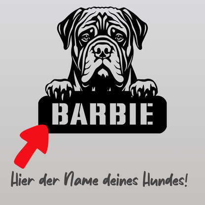 personalisiertes Metallschild mit Hundenamen - Mastiff