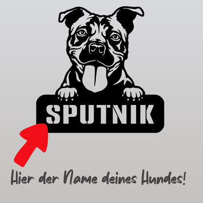 personalisiertes Metallschild  mit Hundenamen - Pitbull